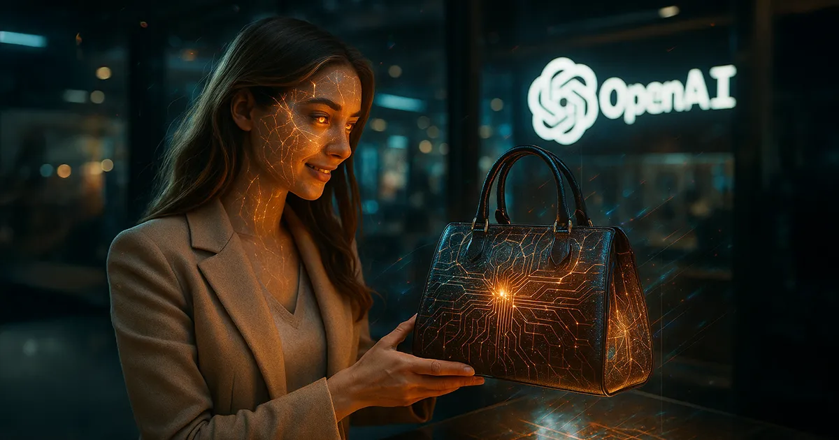 Eine Frau kauft eine Handtasche bei OpenAI